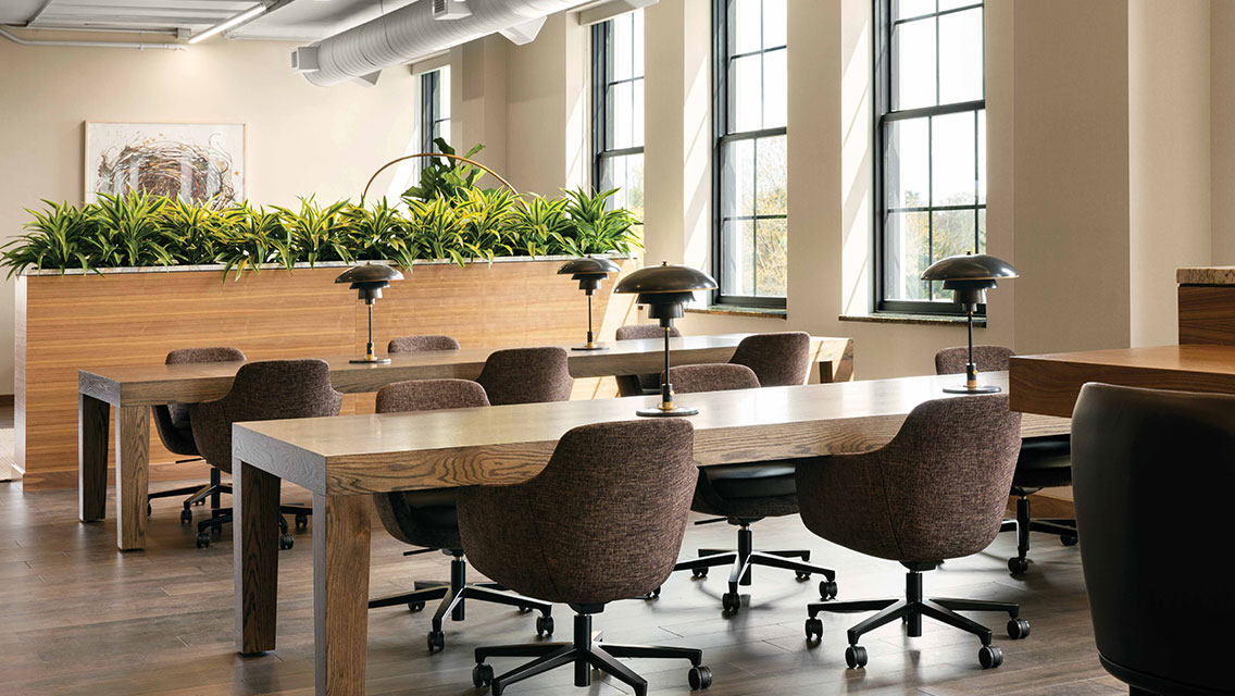 coworking desks and chairs at Life Time Work Ardmore