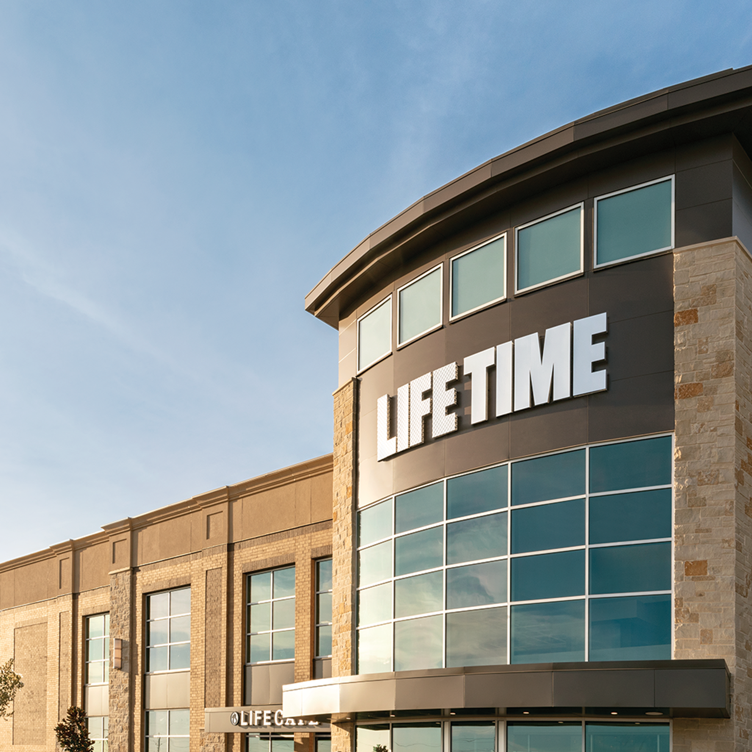 front of life time building
