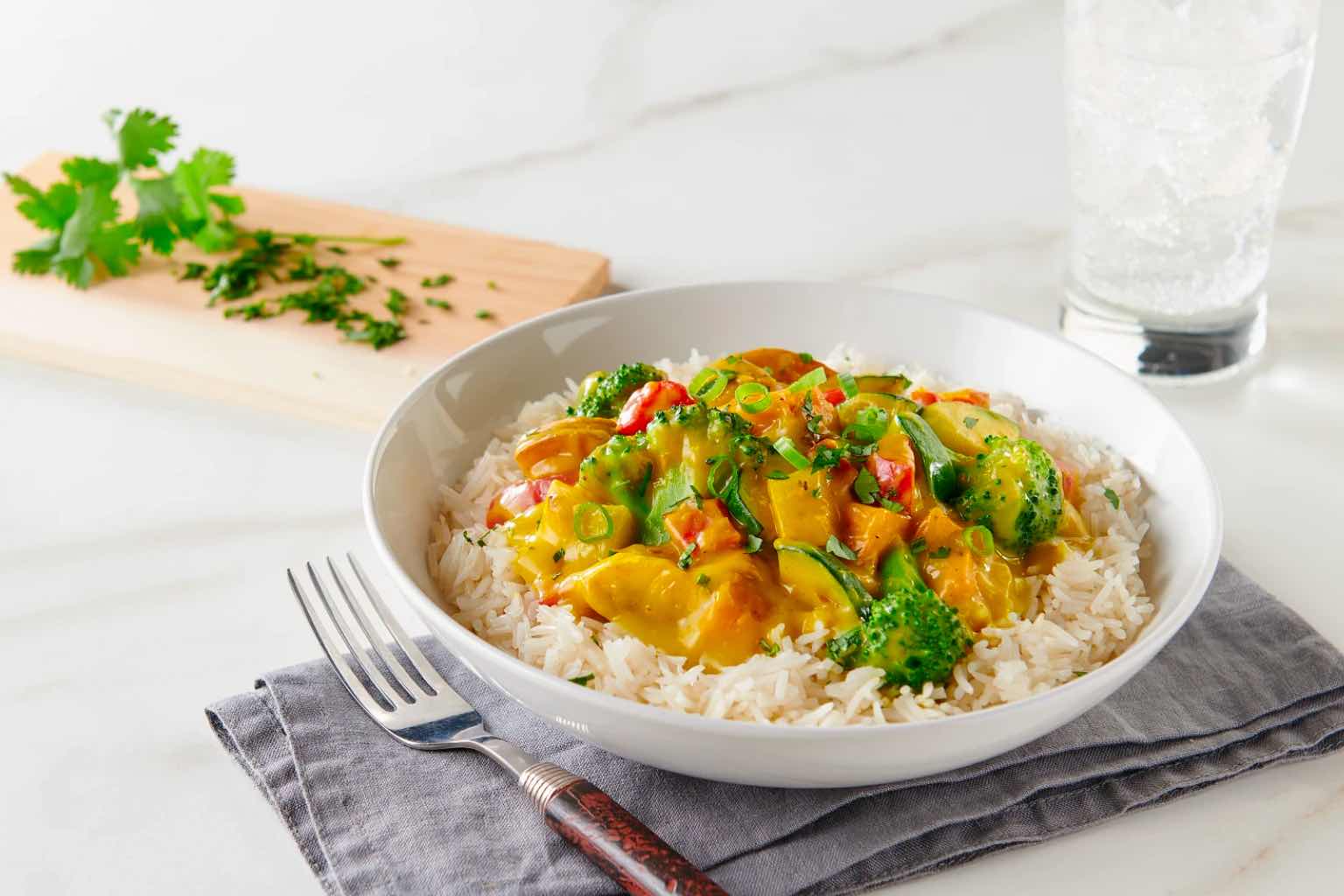 a bowl of curry vegetable basamati