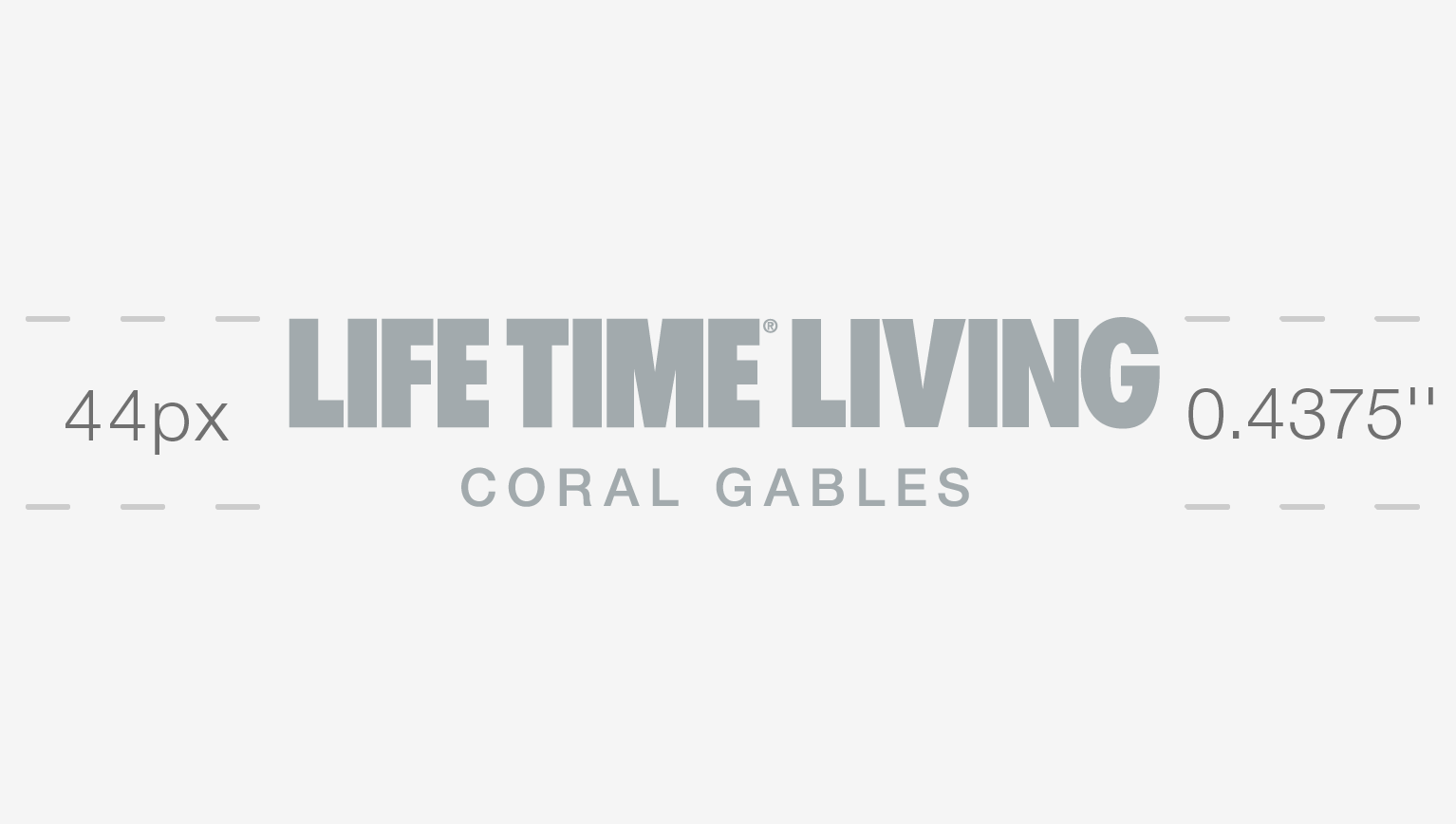 Silver Life Time Living Coral Gables logo showing size rules