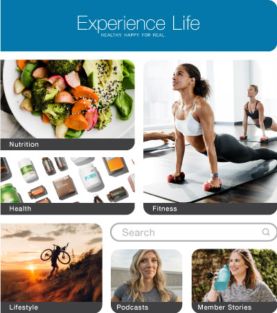 a collage of images showcasing the health and wellness articles offered by the the Experience Life website.