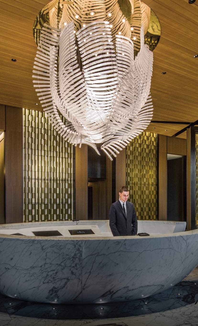 The high-end welcome desk at Life Time Sky