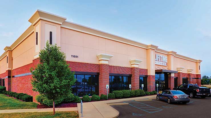 The exterior of Life Time Fitness Fishers, the top health club in the Indianapolis, IN, area