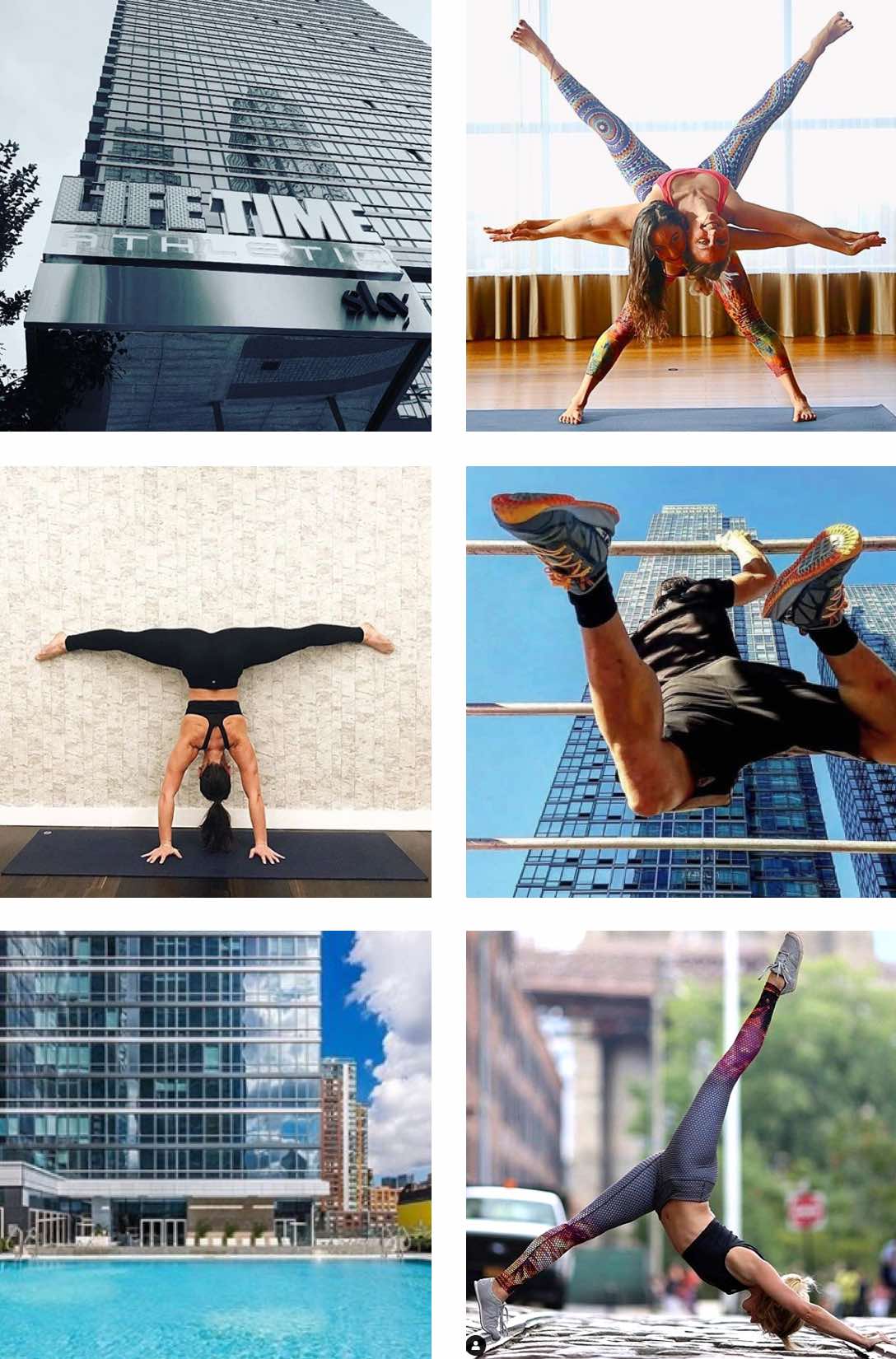 People working out, doing yoga and indoor cycling at Life Time 23rd Street