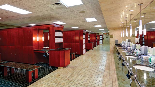 A training area including free weights, rowing machines and other quality gym equipment in ample amounts