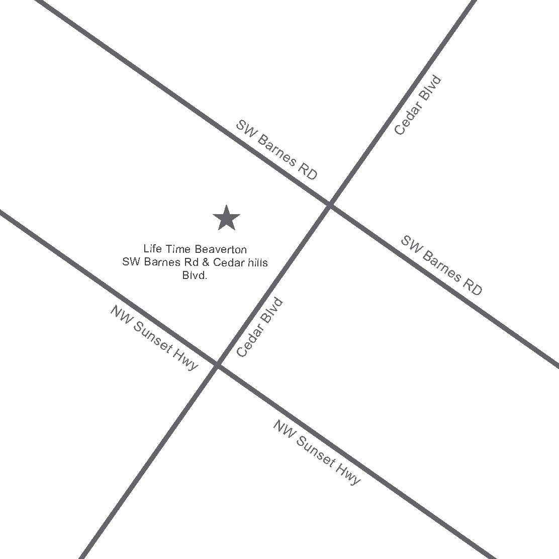 Illustrated map showing the location of the future location of Life Time Beaverton