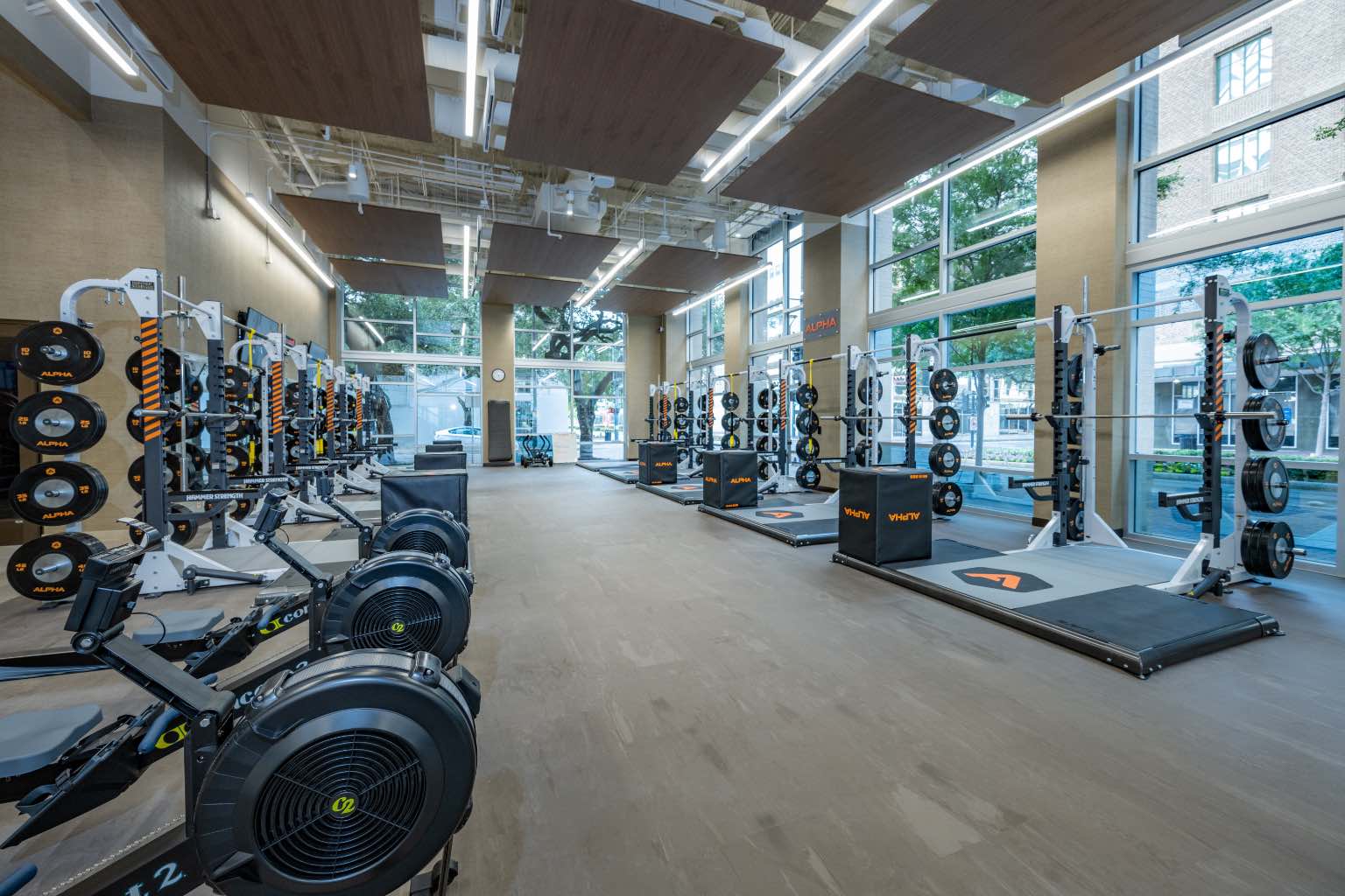 workout machines on the group fitness floor