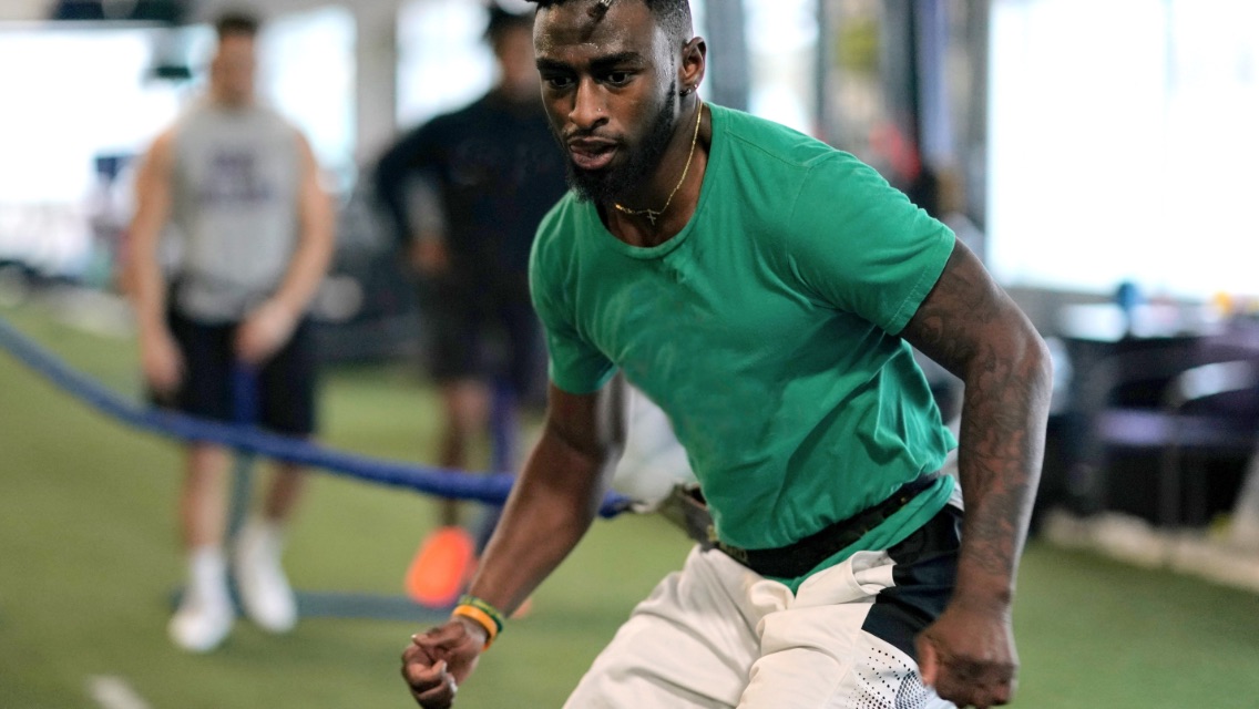 A man in an athletic stance