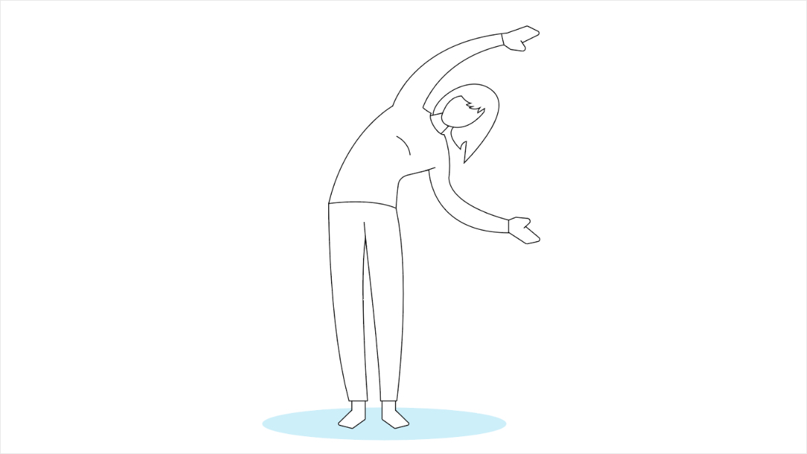 Illustration of a woman standing and stretching