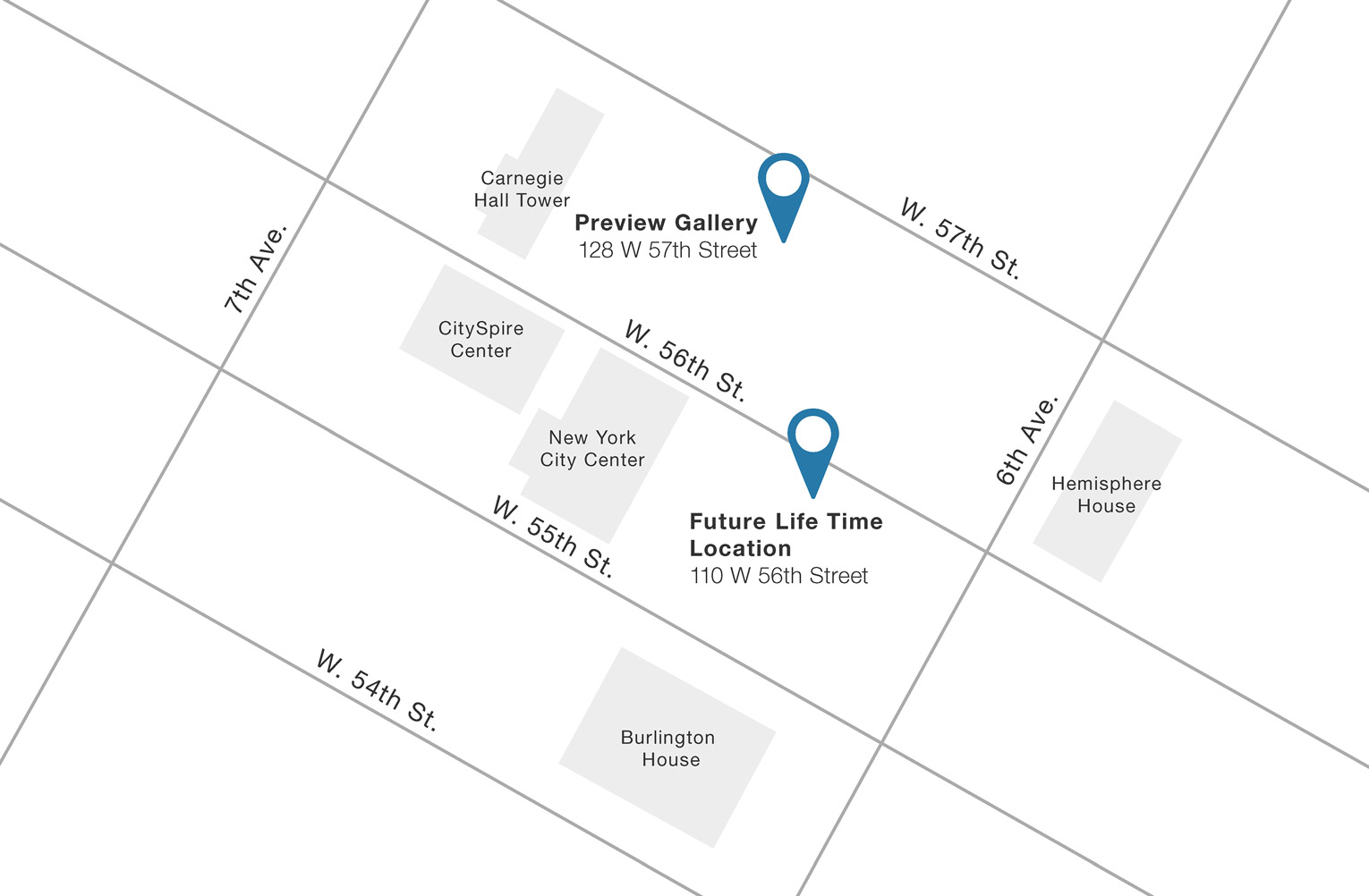 an illustrative map of life time midtown location